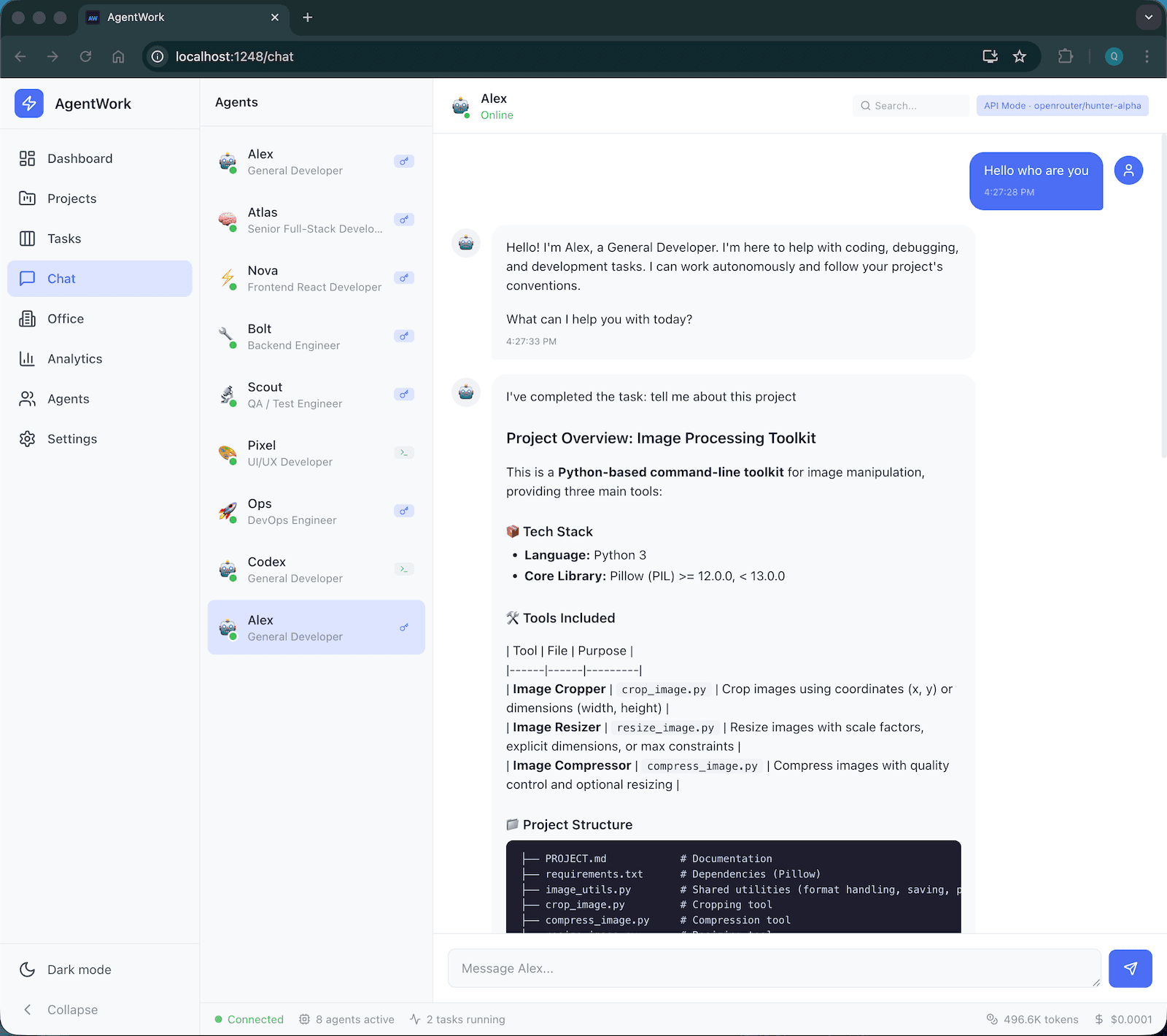 AgentWork chat page