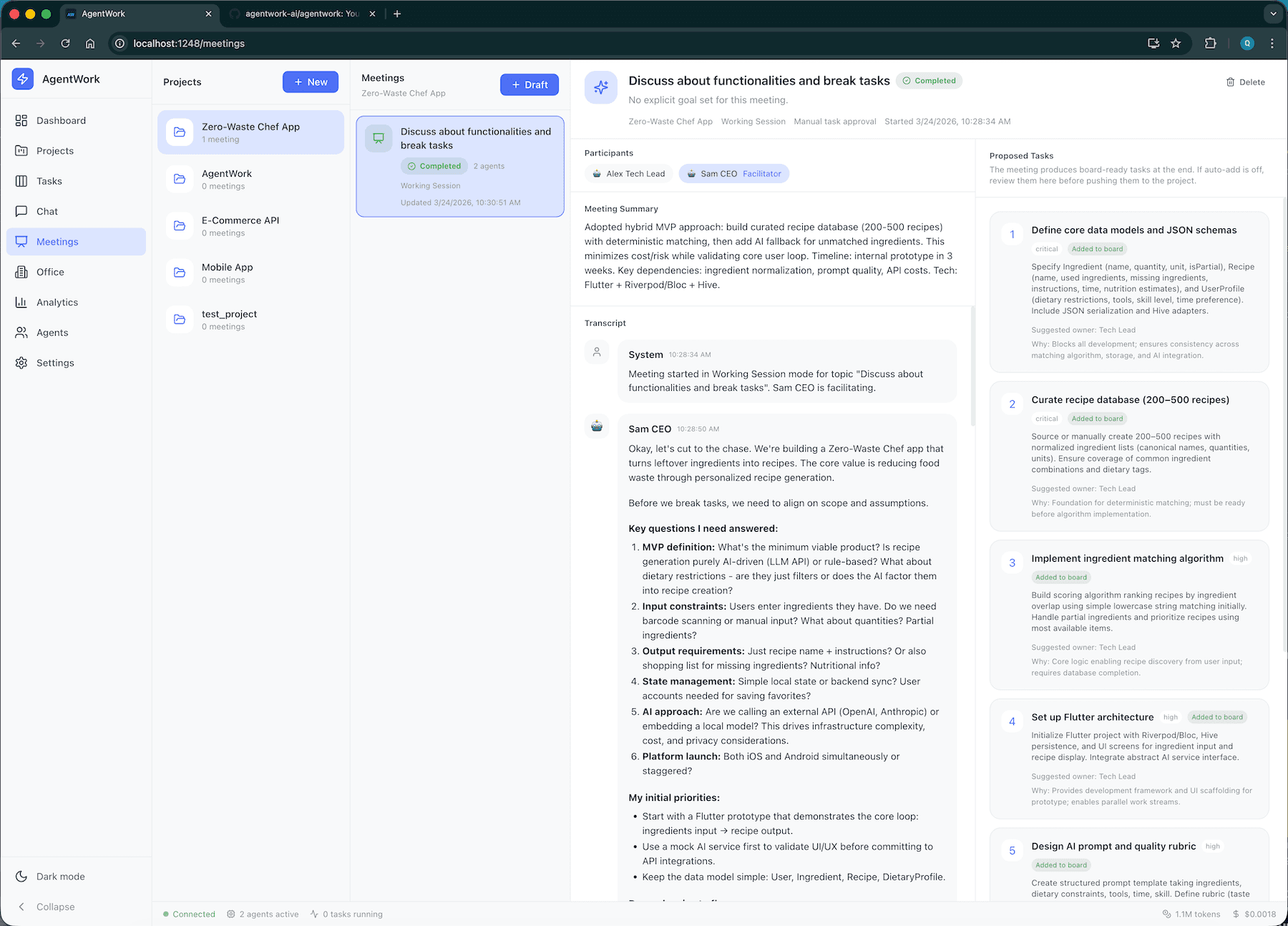 AgentWork meeting interface